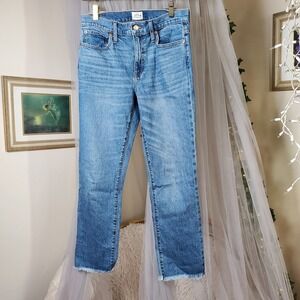 J Crew Slim Boyfriend Jean Womens 27 Ankle Cropped Stretch Raw Hem Casual Preppy